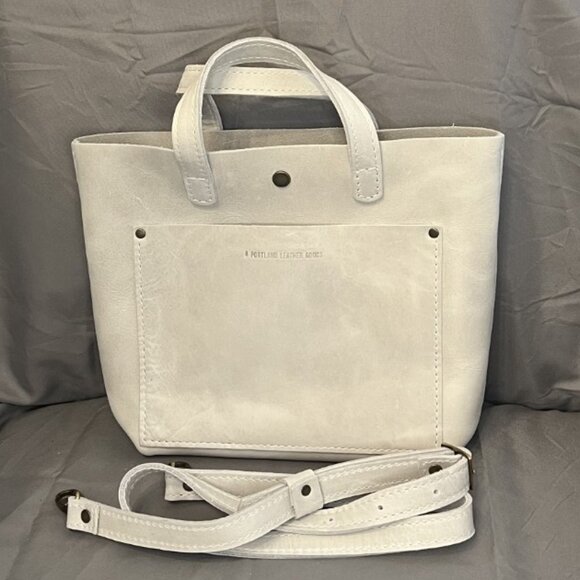 Portland Leather, Crossbody Tote, Beluga/White, w/Journal & Tassel Bag Charm - Picture 2 of 15